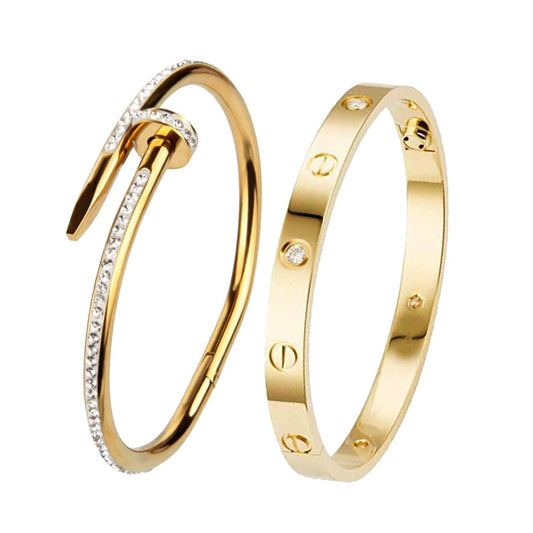 MEENAZ bracelet for women Bangles for women Anti Tarnish Stylish Adjustable Bracelet for girls rose gold Kada for Women Accessories Anti Tarnish Jewellery Stainless Steel Cuff Bracelet gifts Combo